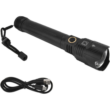 P72 5000LM Zoombare, wasserdichte LED-Taschenlampe für Wanderungen und Notfälle mit USB-Ladefunktion
