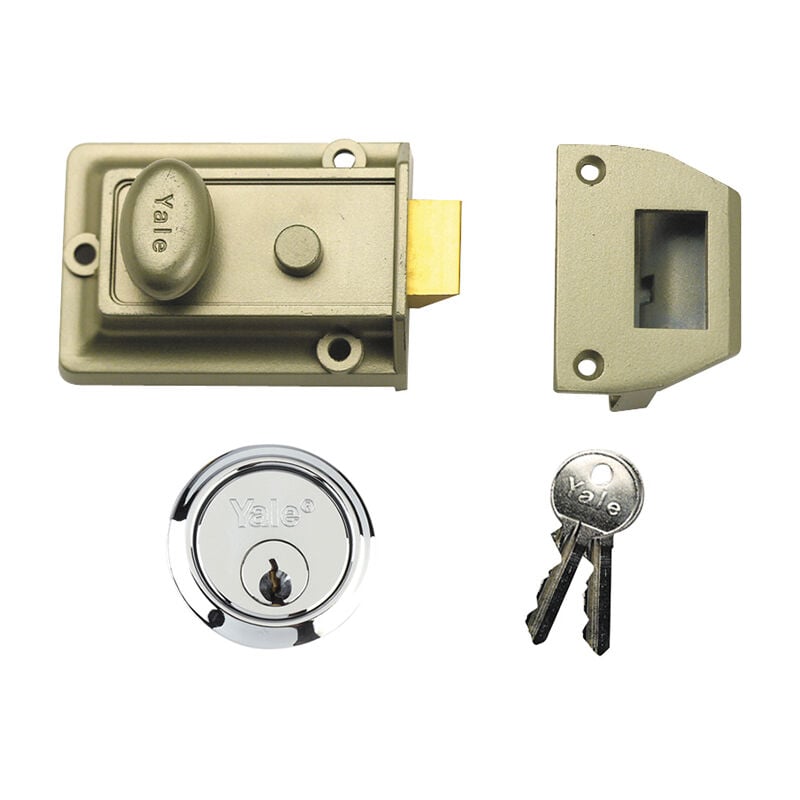 Locks P77 Traditional Nightlatch 60mm Backset Nickel Brass Finish sc Cylinder Box YAL77ENBSC - Yale