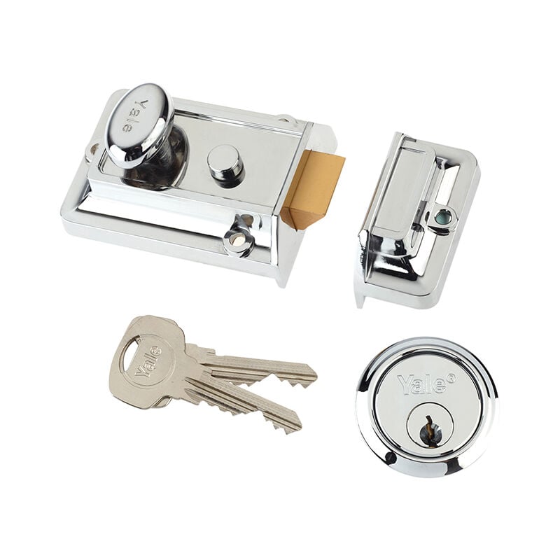 Yale - Locks P77 Traditional Nightlatch 60mm Backset Chrome Finish Box YAL77CH