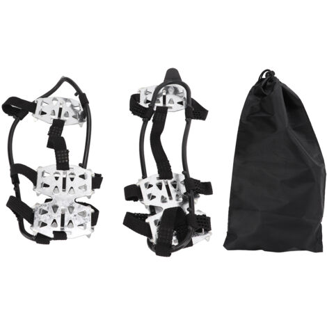 Paar 24-Zahn-Steigeisen aus Edelstahl mit Anti-Rutsch-Funktion für Schnee- und Eisschuhe, geeignet für den Outdoor-Einsatz, Silber