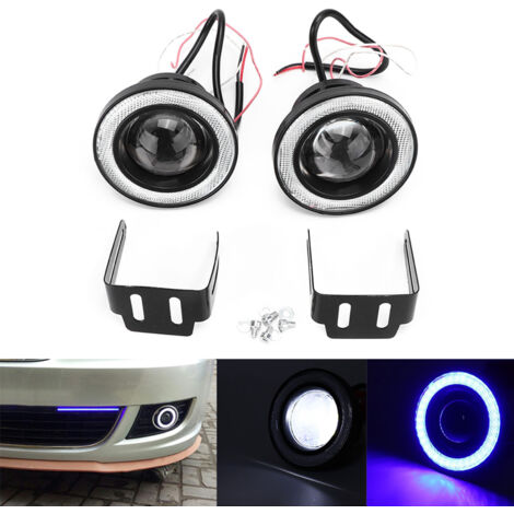 Paar 3,5-Zoll-LED-Nebelscheinwerfer mit COB-Lichtringen, universell für Pkw, SUVs und Transporter – Weißes Licht