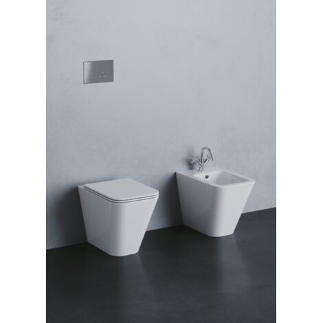 Paar bodenstehende Sanitärkeramik 36x55 cm aus glänzender weißer Keramik - Azzurra Ceramica Build - Mit toilettensitze soft