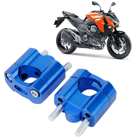 Paar CNC-gefräste Motorradlenkerhalterungen aus Aluminiumlegierung, blau, 22 mm/28 mm, Riser-Adapter