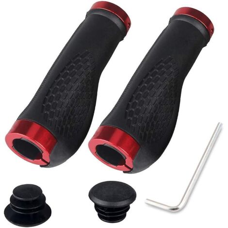 Paar ergonomische Fahrradlenkergriffe, doppelte Aluminium-Verriegelung, rutschfeste, stoßdämpfende Gummigriffe für Mountainbikes, BMX und mehr
