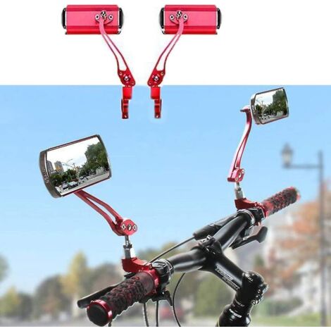 Paar Fahrrad-Rückspiegel (rot), modifizierte Aluminium-Mountainbike-Rückspiegel.