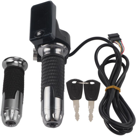 Paar Gasgriffe aus Aluminium mit LCD-Bildschirm, Kabel und Schlüssel für Elektrofahrräder