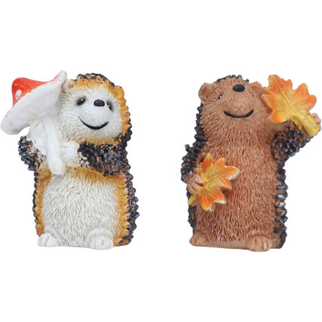 Paar Igel aus Kunstharz, Tierdekoration für Miniaturgärten, Geschenkidee zum Geburtstag