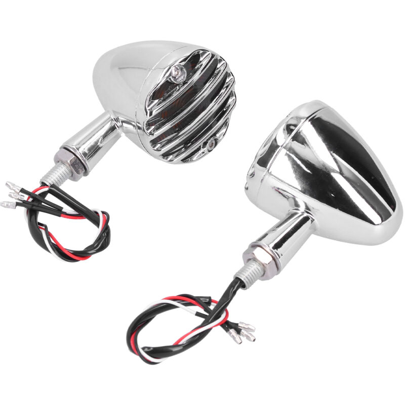 Image of Paar Motorradblinker, universelle Chromblinker für Retro-Motorräder.
