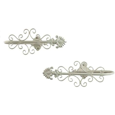 Paar Raffhalter aus weißem Eisen cm26x10h9,5