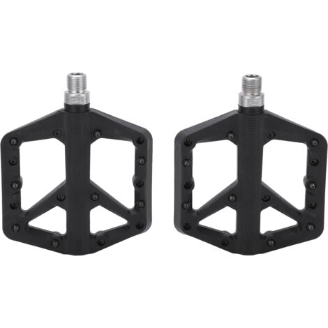 Paar rutschfeste Nylon-Fahrradpedale mit Kettenblättern für Mountainbikes und Rennräder, Schwarz