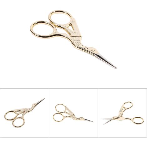Paar Stickschere aus Edelstahl, Kranichform, goldfarben, für Kreuzstich und Nähen