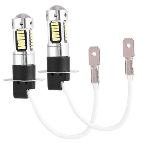 Paar weiße H3 4014 LED-Autoscheinwerfer, Tagfahrlicht-Nebelscheinwerferbirne, 12V Gleichstromlampe