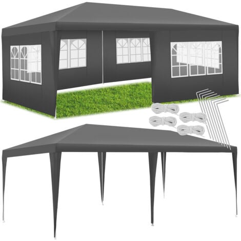 TECTAKE Pabellón Vivara 6 x 3 m con 5 paneles laterales - cenador de jardín con piquetas, carpa para fiestas con estructura robusta, gazebo impermeable con ventanas