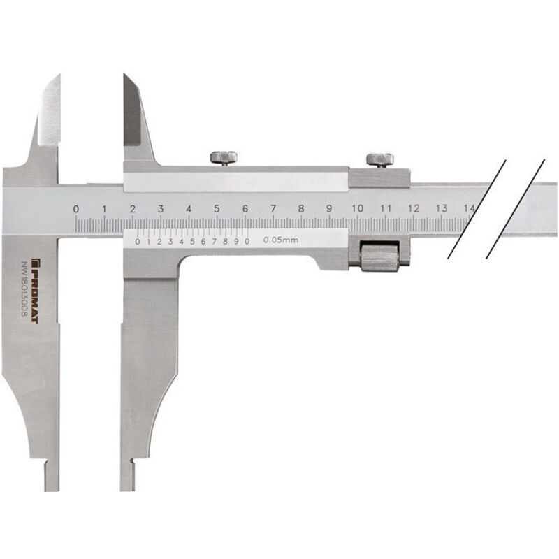 Pieds à coulisse d'atelier DIN 862 250 mm avec pointes de mesure longueur du bec 75 mm