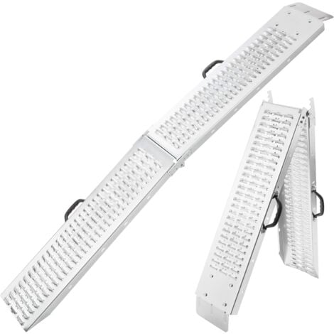 Pac de 2 rampes de chargement pliables AREBOS - 400 kg - Argent - Surface Anti-dérapante - Galvanisée et Métallisée