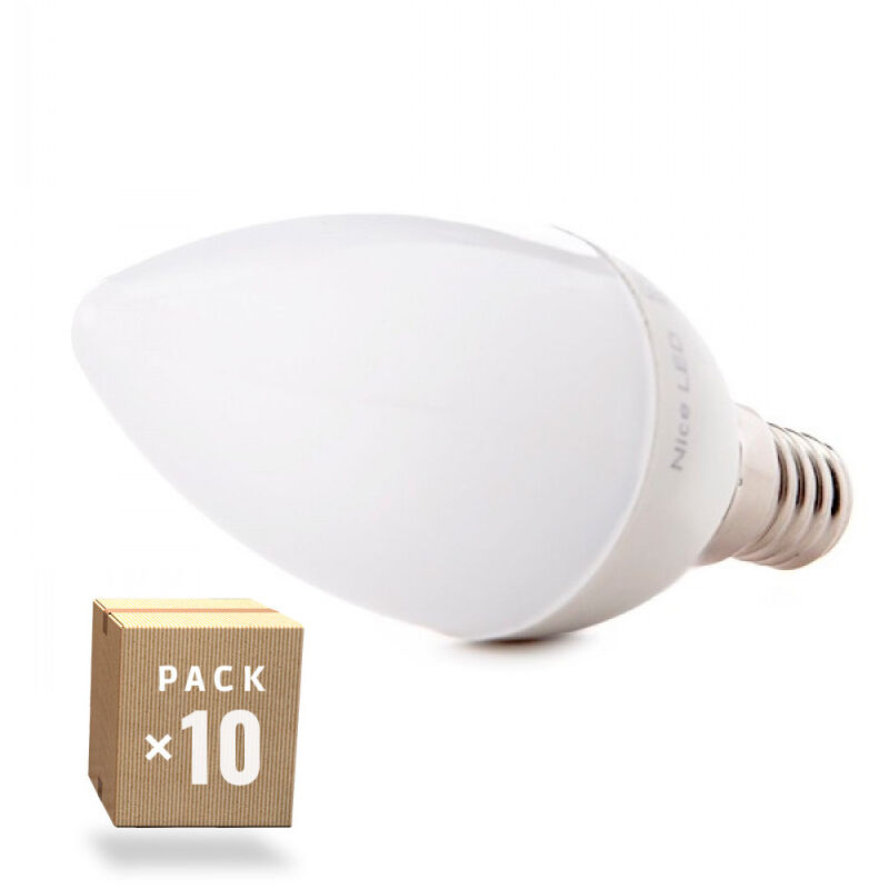 Image of Pacchetto 10 Lampadine LEDs Candela 2835SMD E14 5W 410Lm 40.000H - Bianco caldo