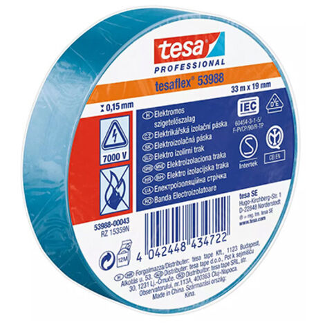 Pacchetto. 10 rotoli nastro isolante blu 19mm x20mt tesa