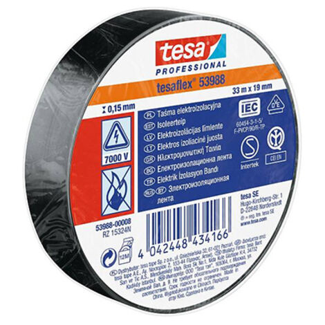 Pacchetto. 10 rotoli nastro isolante nero 19mm x 20mt tesa