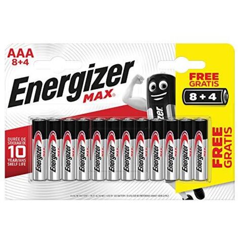 Pacchetto blister 8 + 4 batterie max tipo lr03 (aaa) energizer