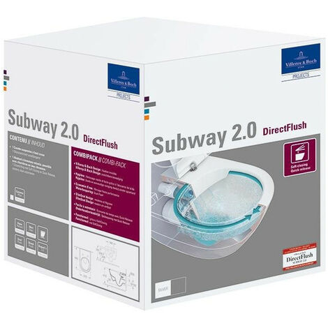 Pacchetto combinato SUBWAY 2.0 con WC a parete profonda DirectFlush e WC-Si white ceramicplus VILLEROY & BOCH