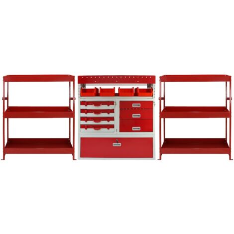 Pacchetto Flame con 1 Scaffale con Cassetti e 2 Scaffali con Mensole per Furgone