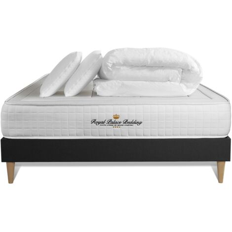 Pacchetto letto completo - Materasso 140x190cm + Box spring con doghe (kit) + 2 cuscini + Piumino - Balmoral