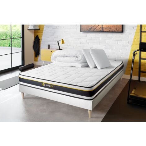 Pacchetto letto completo - Materasso 140x190cm + Box spring (monoblocco) + 2 cuscini + Piumino - Soft
