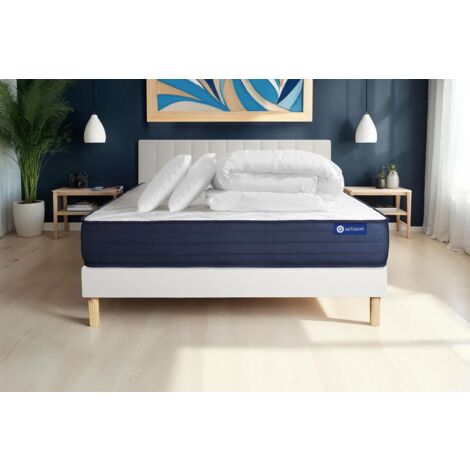 Pacchetto letto completo - Materasso 140x200cm + Box spring con doghe (kit) + 2 cuscini + Piumino - Actiflex Life