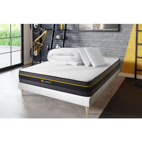 Pacchetto letto completo - Materasso 140x200cm + Box spring con doghe (kit) + 2 cuscini + Piumone - Active