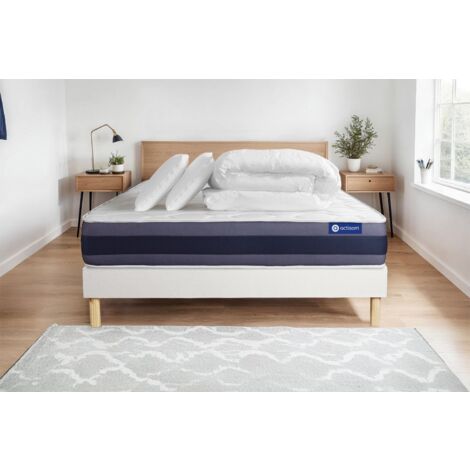 Pacchetto letto completo - Materasso 160x200cm + Box spring con doghe (kit) + 2 cuscini + Piumino - Actilatex Morpho