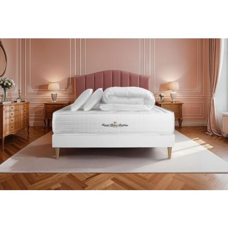 Pacchetto letto completo - Materasso 160x200cm + Box spring con doghe (kit) + 2 cuscini + Piumino - Buckingham