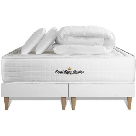 Pacchetto letto completo - Materasso 180x200cm + Box spring (monoblocco) + 2 cuscini + Piumino - Buckingham