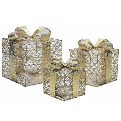 Pacchi regalo argento e oro cubi di natale luci led per addobbi decorazioni albero natalizio casa vetrine negozio idea regalo - colorigenerali: Solo Pacco medio 20 cm