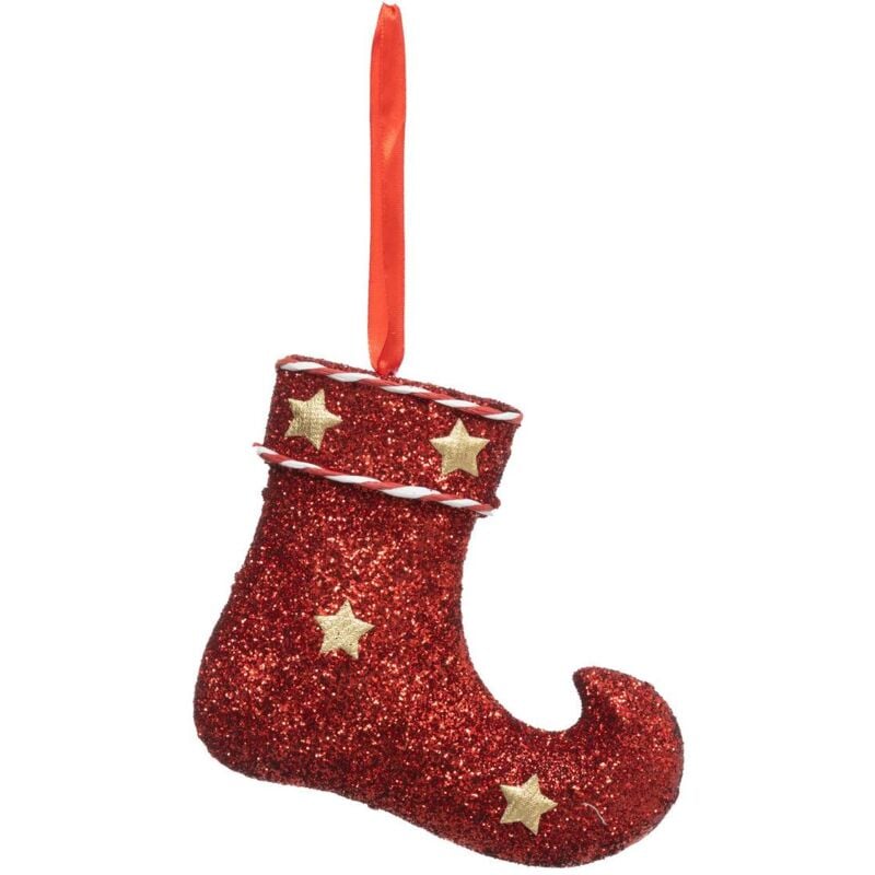 Decorazione per albero di natale rosso glitter 16cm - Atmosphera créateur d'intérieur