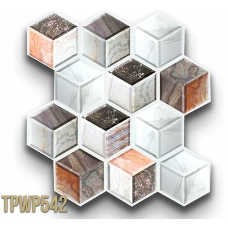 pacco da 4 Pannelli 3D Autoadesivi in PVC 30X30cm vari decori ultrarealistici ideali per bagni e cucine-CUBI DI MARMO - TPWP542