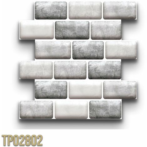 pacco da 4 Pannelli 3D Autoadesivi in PVC 30X30cm vari decori ultrarealistici ideali per bagni e cucine-MATTONI GRIGI - cod. TP02802