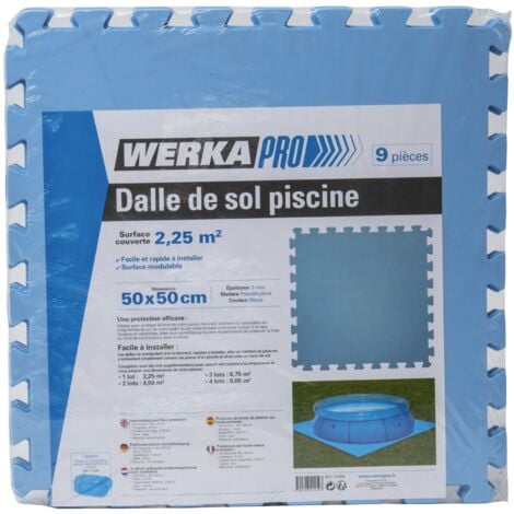 Pacco da 9 piastrelle per pavimenti da piscina 50x50cm 2,25m2 spessore 3mm 9 pezzi WERKA PRO