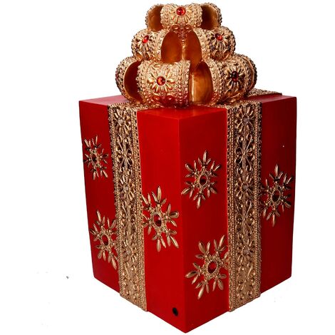 Pacco regalo resina oro e rosso cm 28x28xh50,8