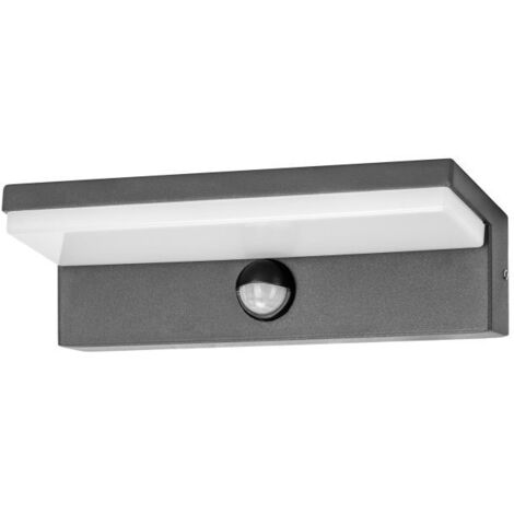 PACHIRA LED 9W, aplique de pared para jardín con sensor de movimiento, 500lm, IP54, 4000K, negro