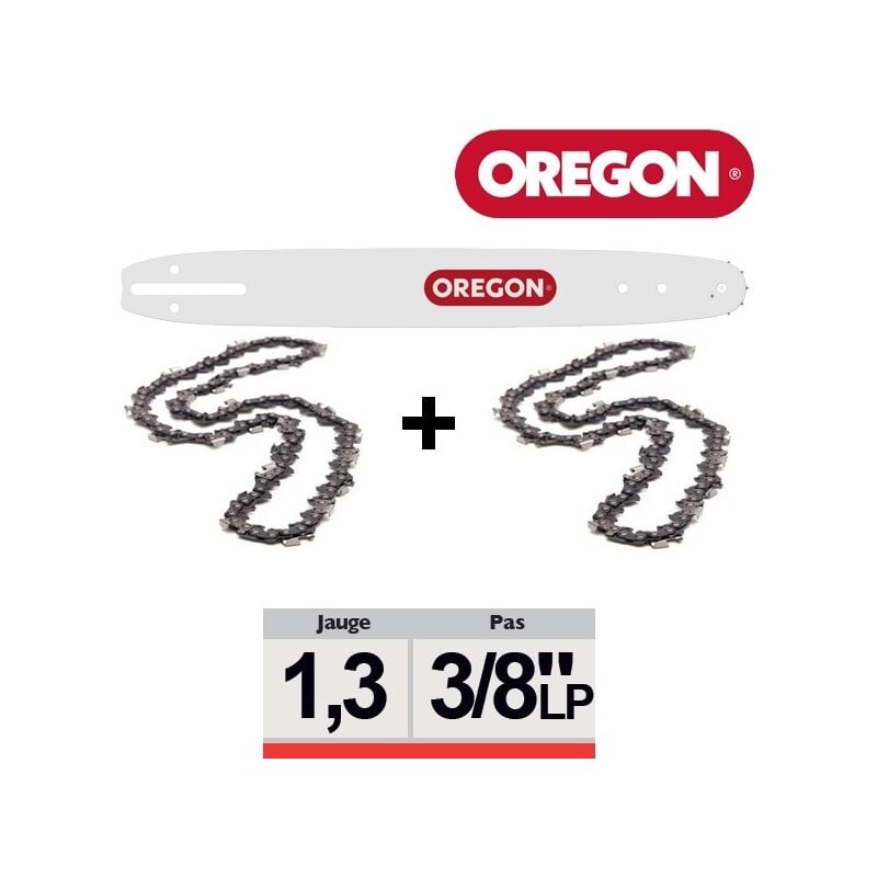 Oregon - Pack 1 guide + 2 chaînes tronçonneuse 3/8LP 050 SDEA041 35cm