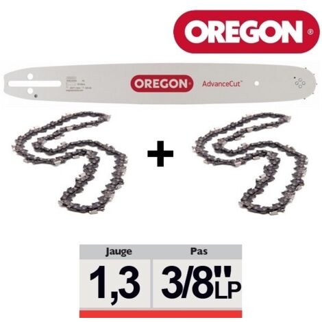 Pack 1 guide + 2 chaînes tronçonneuse Oregon 3/8LP 050 SXEA074  35cm
