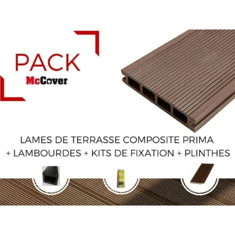 PACK 1 m² lame de terrasse composite Prima ACCESSOIRES (3 coloris) 2200mm - Coloris - Gris anthracite, Epaisseur - 19 mm, Largeur - 12 cm, Longueur - 220 cm