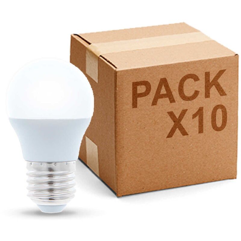 

Pack 10 Bombillas led E-27 esferica 5W 400Lm | Blanco Cálido -3000K