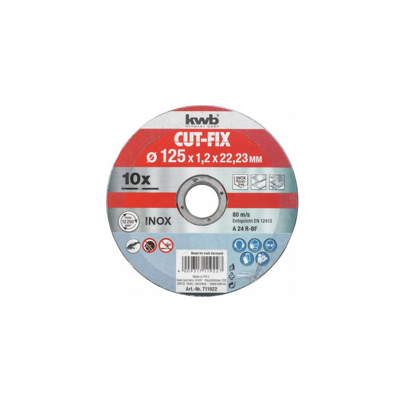 

Pack 10 Discos extrafinos CUT FIX metal 125 X 1.2mm - KWB