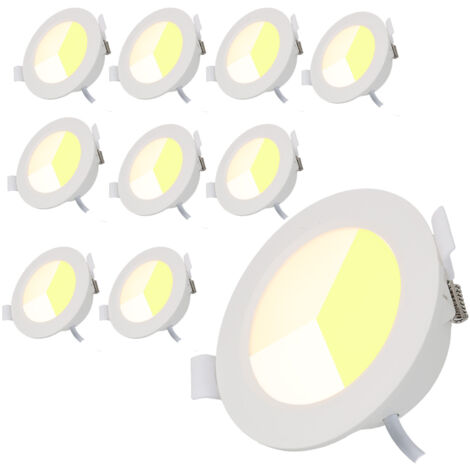 Pack 10 downlights LED empotrables 5W IP44 CCT