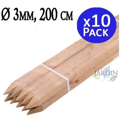 Pack 10 Estacas para Arboles 200 cm Ø 3 cm  Tutores con Punta  Poste para Vallas, Jardin y Plantas  Poste de Madera