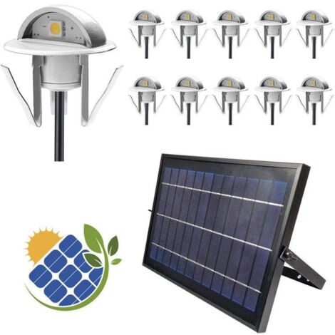 Pack 10 Focos solares LED empotrables con Panel Solar