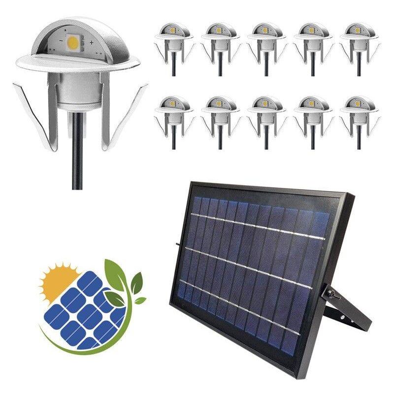 

Barcelona Led - Pack 10 Focos solares LED empotrables con Panel Solar | Blanco Cálido