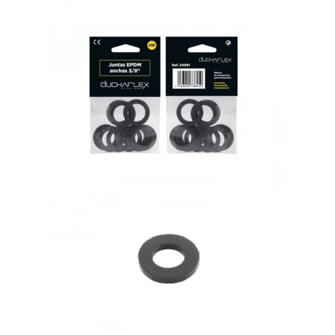Pack 10 Juntas Planas Negra Anchas EPDM – 3/8" a 2" Plus (DIN 3771)  Medidas  Accesorios Fontanería: 3/8''