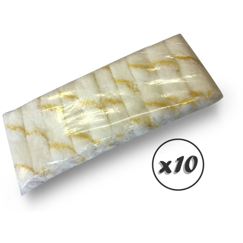 Pack 10 manchons mini rouleaux pattes de lapin laqueur Velours ou Polyamide 100 mm - Quantité x10 - 10 manchons polyamide
